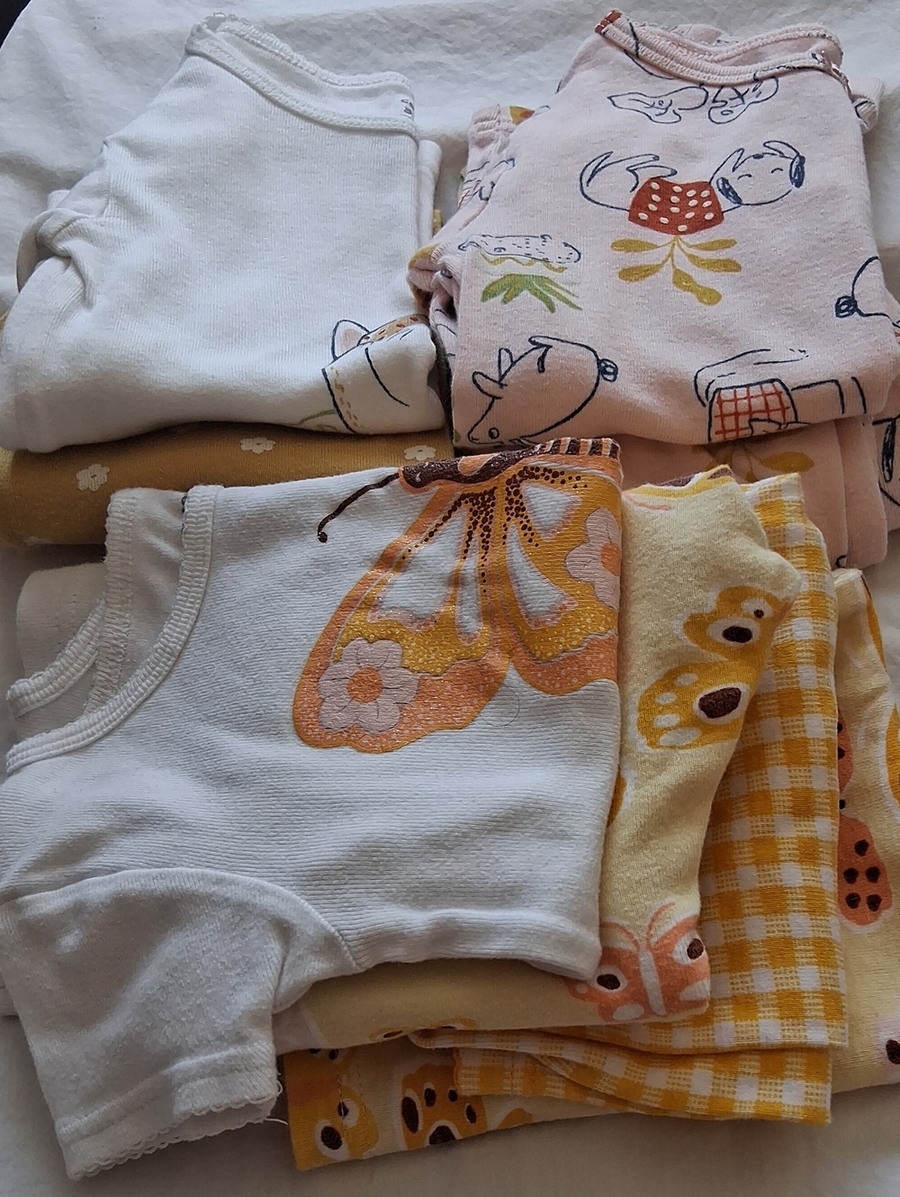 3 SETS, Kids Cotton Pajamas Sets - Yellow & Pink Prints🍂🍃🍁sizes#3T